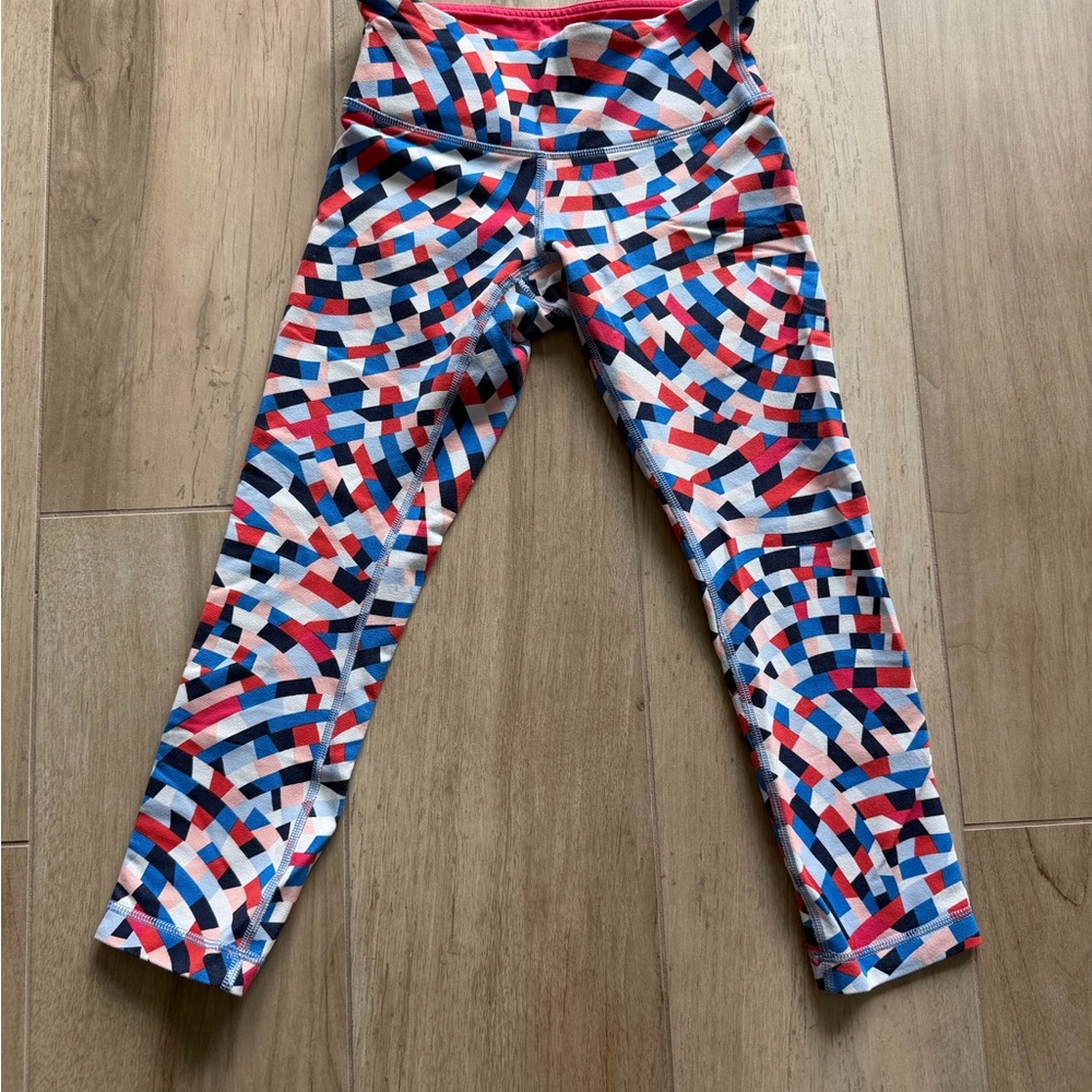 Lululemon Athletica Red and Blue Mosaic Leggings